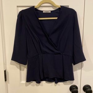 MM Lafleur Blue Half Sleeve Blouse